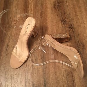Simmi transparent clear gold heel